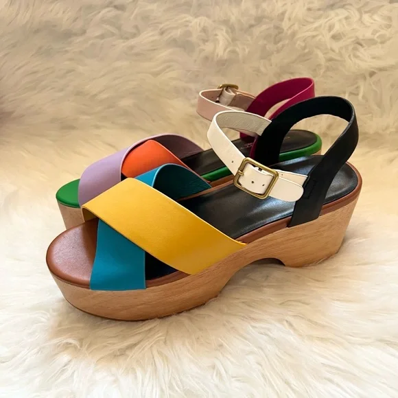 New! CHARLOTTE STONE Dermot Chunky Platform Clog Sandals in Confetti - Picture 9 of 16